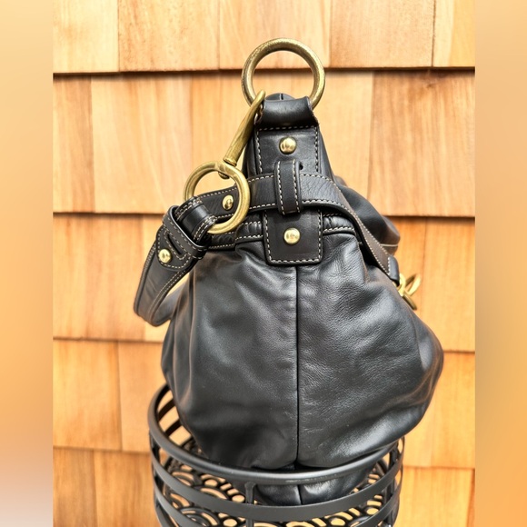 Vintage COACH Black Soft Leather Pleated Ergo Hamptons Belted Hobo Bag - Picture 4 of 13